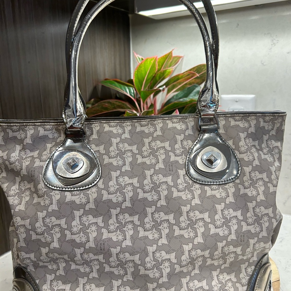 Celine Silver Gray Tote Bag with Structured Design